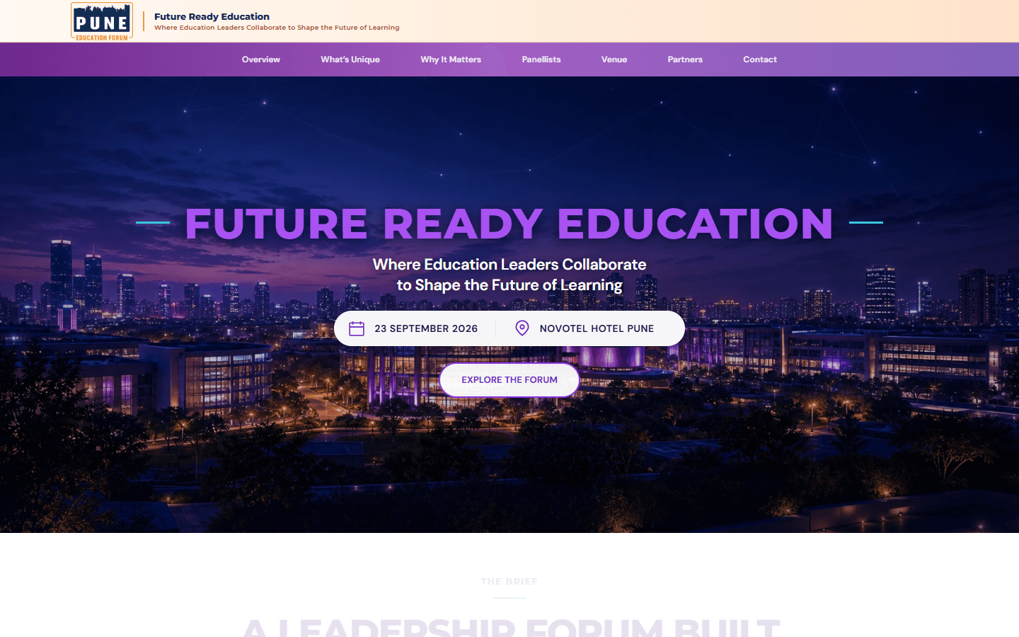 Pune Education Forum homepage preview
